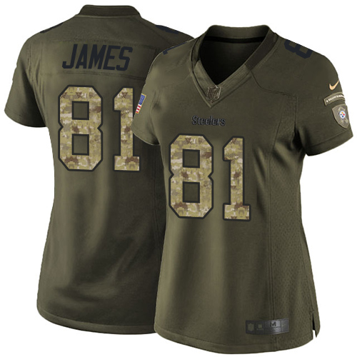 Nike Steelers #81 Jesse James Green Women's Stitched NFL Limited 2015 Salute to Service Jersey